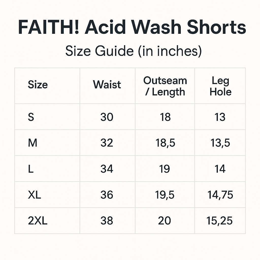 “FAITH!” Acid Wash Shorts (Black)