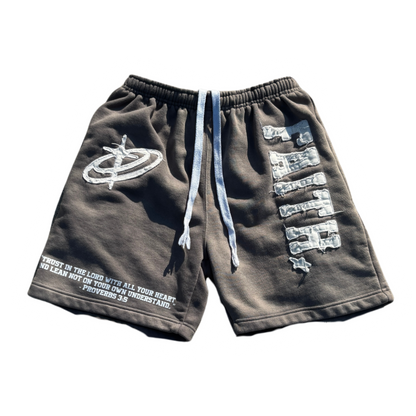 “FAITH!” Acid Wash Shorts (Grey)