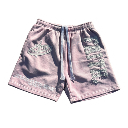 “FAITH!” Acid Wash Shorts (Pink)